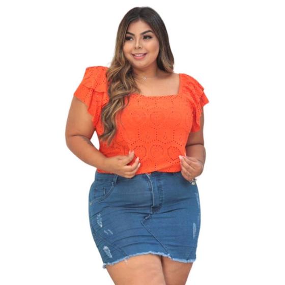 Imagem de Blusa plus size ciganinha laise tamanho grande feminina elegante