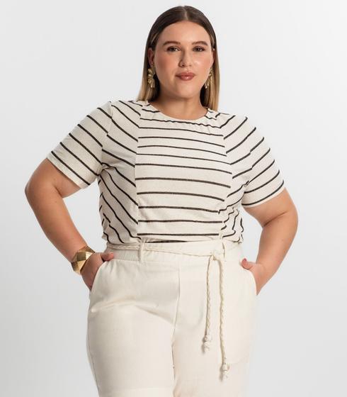 Imagem de Blusa Plus Size Com Listras Secret Glam Preto