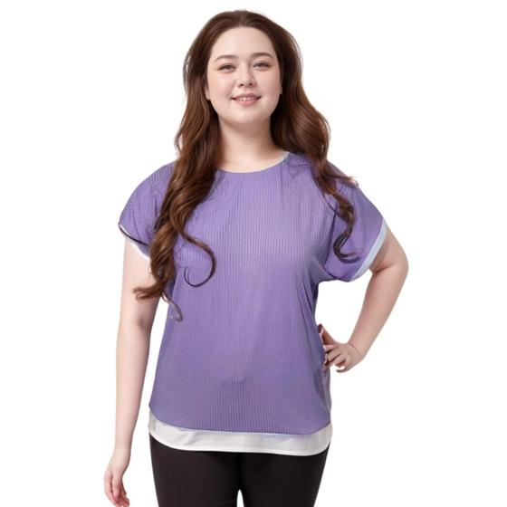 Imagem de Blusa Plus Size com manga curta canelado