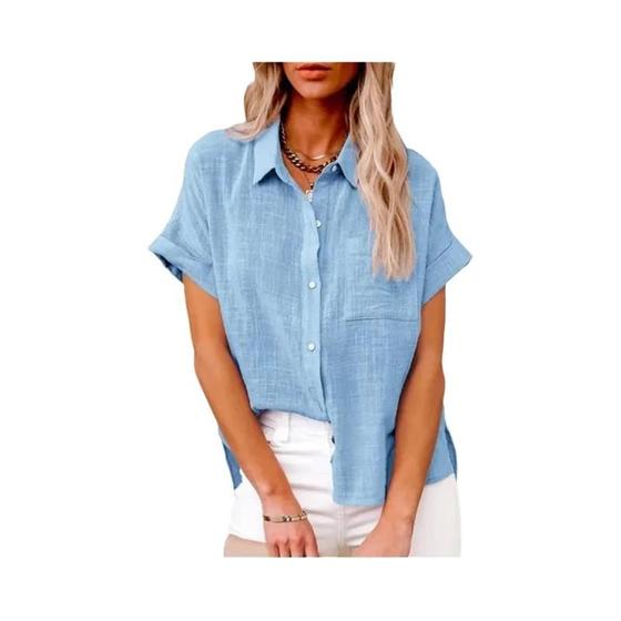 Imagem de Blusa Plus Size Feminina Casual - Camisa Vintage Elegante para Escritório