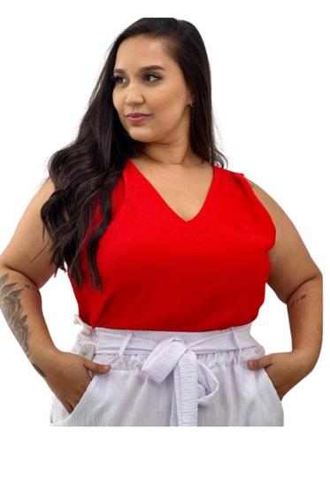 Imagem de Blusa Plus Size Feminina Pregas Alça Larga 48/50/52/54