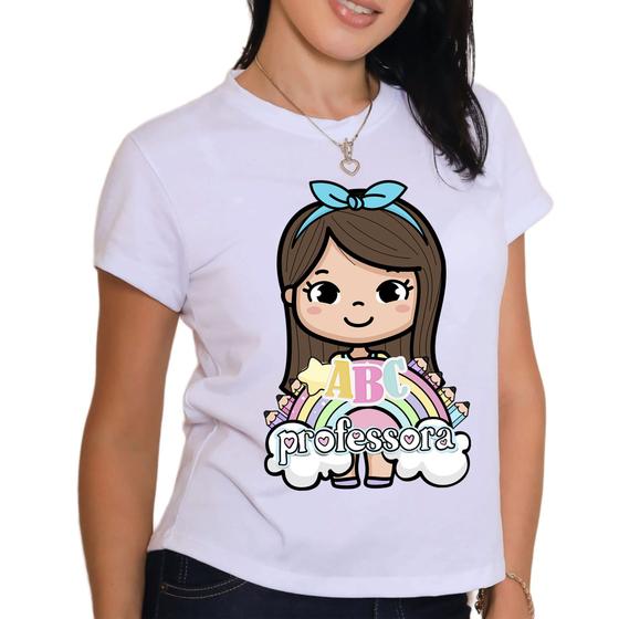 Imagem de Blusa plus size feminina professora camiseta grande educação infantil ensino