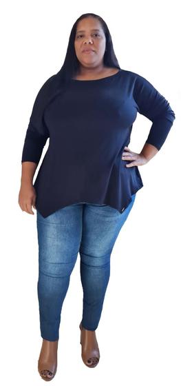 Imagem de Blusa Plus Size Manga Longa Ampla Feminina Ref. 15578