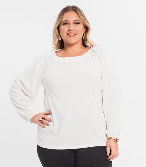 Imagem de Blusa Plus Size Manga Longa Secret Glam Bege