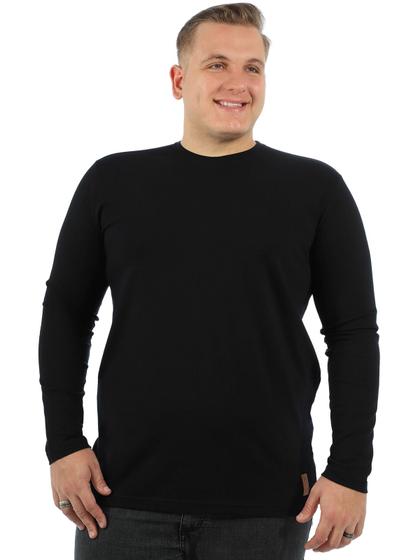 Imagem de Blusa Plus Size Masculina Lisa Elastano Manga Longa Preta