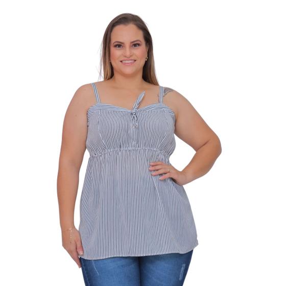 Imagem de Blusa Plus Size Regata Listrada Com Laço