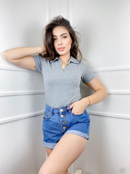 Imagem de Blusa polo canelada feminina básica