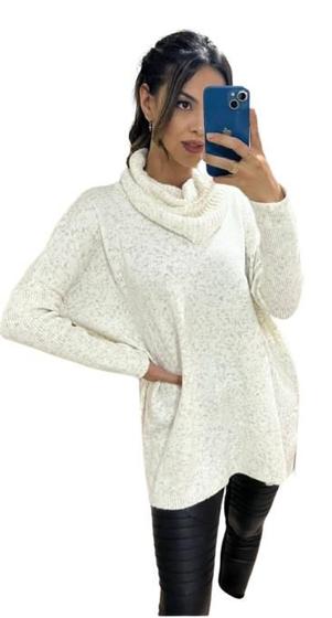 Imagem de Blusa poncho feminino em tricô moda inverno  SKU318