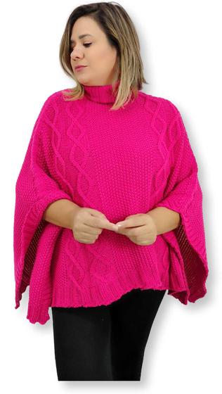 Imagem de Blusa Poncho Sem Manga Tricot Gola Alta Tendência Inverno 2215