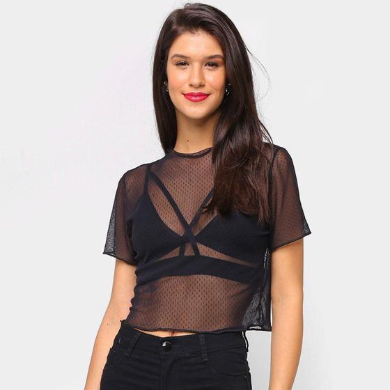 Imagem de Blusa Recoletta Cropped Tule Feminina - Recolleta