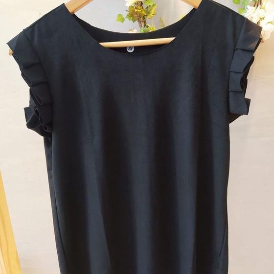 Imagem de Blusa regata babado suede gola rasa feminino