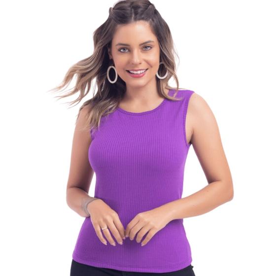 Imagem de Blusa Regata Casual Ribana Canelada Confort Moda Tendência Verão Slim 50522A