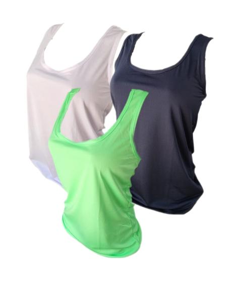 Imagem de Blusa Regata Costas Nadador Dry Fit Treino Fitness Acadêmia Kit 3 peças