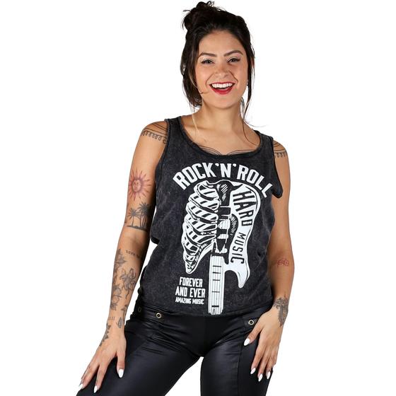 Imagem de Blusa regata estonada estampa rock n roll