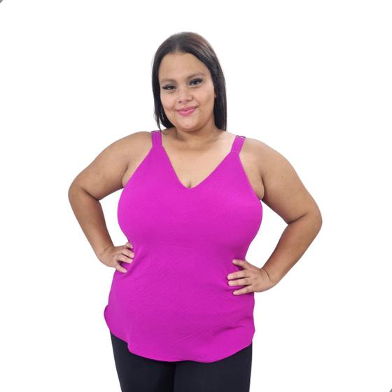 Imagem de Blusa Regata Feminina Alça Larga Ajustável Plus Size Crepe Duna Carla