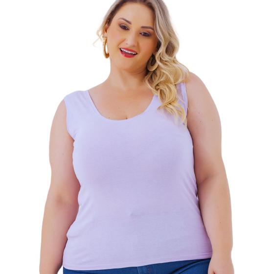 Imagem de Blusa Regata Feminina Básica Alça Larga Fresquinha Plus Size 2005.1A