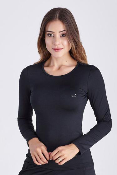 Imagem de Blusa Segunda Pele Manga Longa Feminina Preta Térmica Proteção UV50 Epulari