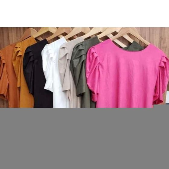 Imagem de Blusa suede gola rasa bufante moda feminina