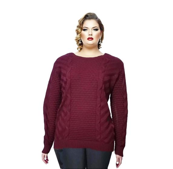 Imagem de Blusa Suéter Feminina Plus Size Lã Tricot De Frio 046A