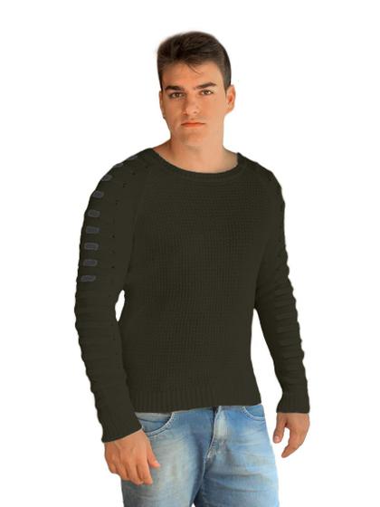 Imagem de Blusa Suéter Masculino Tricot Detalhes Nas Mangas Ref:956