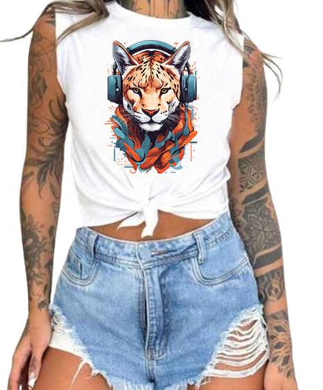 Imagem de Blusa T-shirt crooped Feminina Estampada--Várias Estampas 33