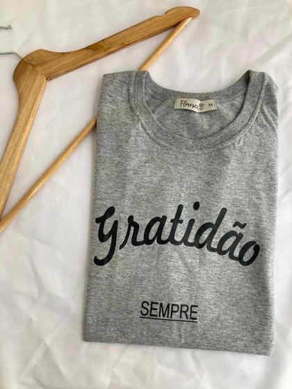 Imagem de Blusa T-Shirt Feminina Baby Look Gratidão