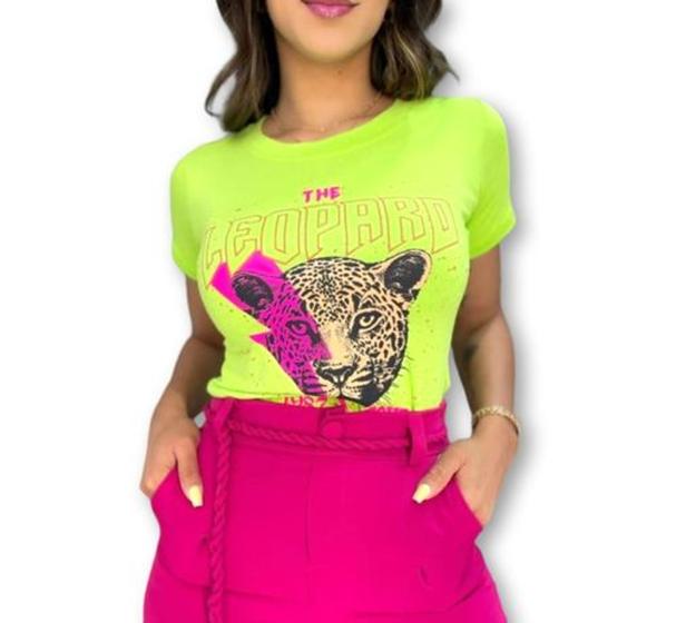 Imagem de blusa t-shirt manga curta leopard feminina