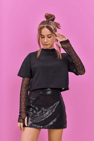 Imagem de Blusa Teen Feminino Básica Preto Dway