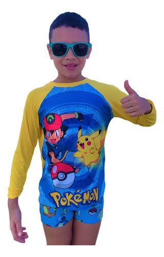 Imagem de Blusa Térmica Infantil Com Sunga Proteção Uv Praia /piscina.