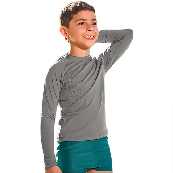 Imagem de Blusa Térmica Infantil Juvenil Unissex Camisa Proteção Solar Uv50+ Manga Longa Natação Moda Praia 