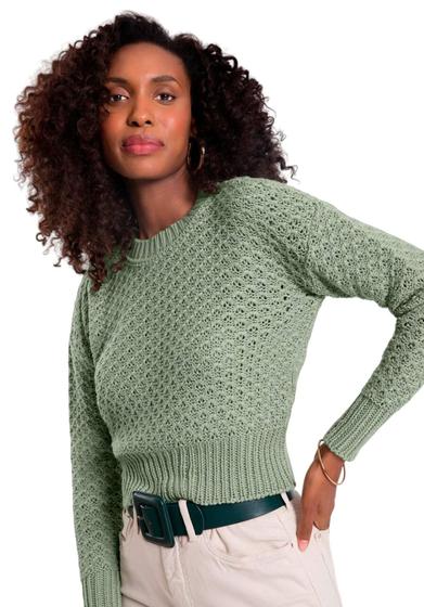 Imagem de Blusa tricô feminina cropped blogueira frio lunender 66461