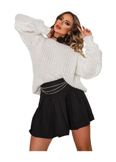 Imagem de Blusa Tricot Feminina Lã Grossa Ampla Outono Inverno