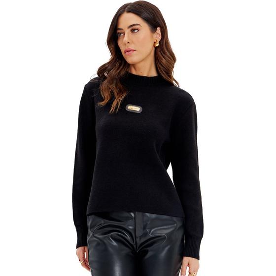 Imagem de Blusa Tricot Lança Perfume Bordado In24 Preto Feminino