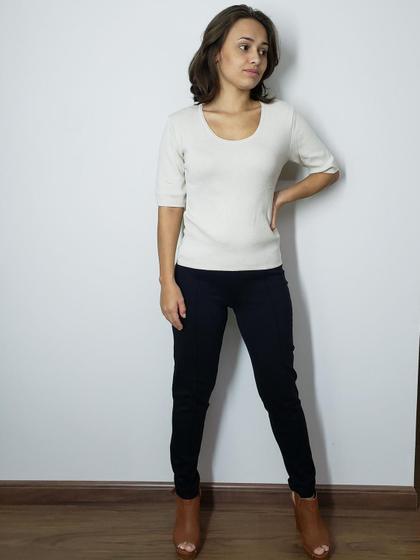 Imagem de Blusa TRICOT Manga curta decote U Basica Modal - Jessi-K Store