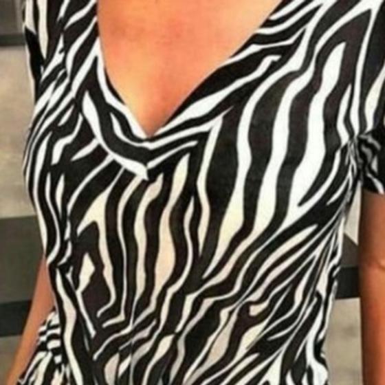 Imagem de Blusa tshirt feminina zebra manga curta viscolaycra