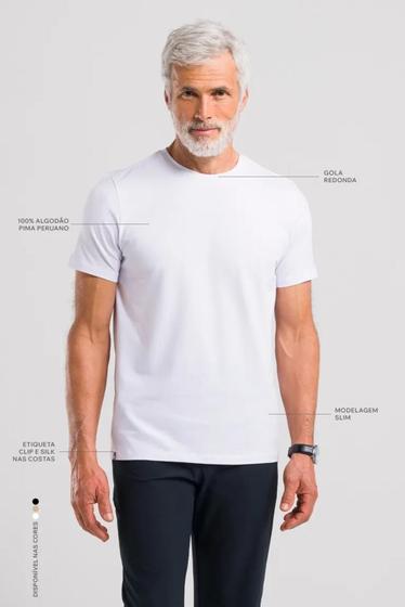 Imagem de Blusa tshirt masculina branca com gola 100/ algodao