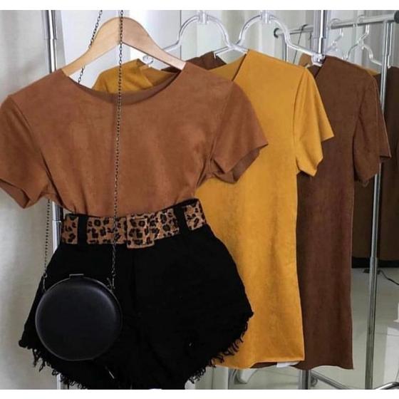 Imagem de blusa tshirt suede manga curta 