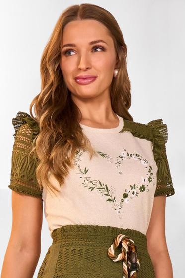 Imagem de Blusa tshirt verde viscolino detalhes em tela jacqaurd fascinius