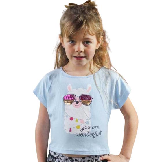 Imagem de Blusa Verão Infantil Feminina Curta Paetê