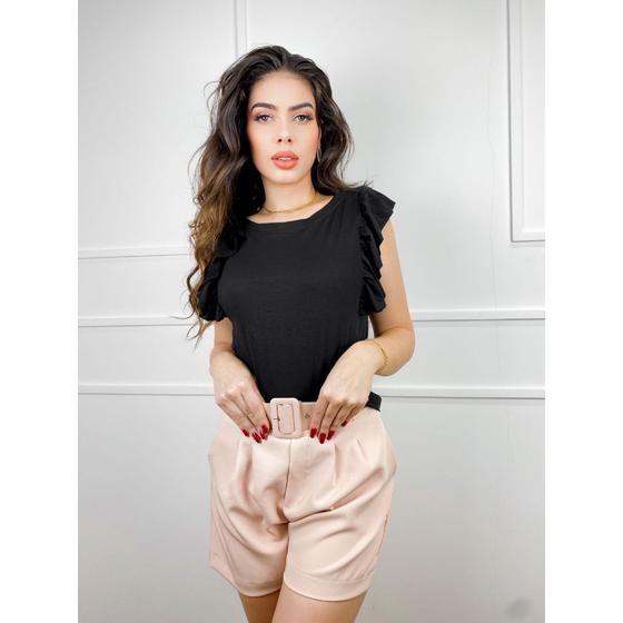 Imagem de Blusa viscolycra casual cavada babado moda feminina