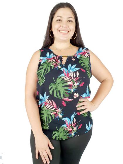 Imagem de Blusa Viscose Cavada C/ Pingente Plus Size (COD215)