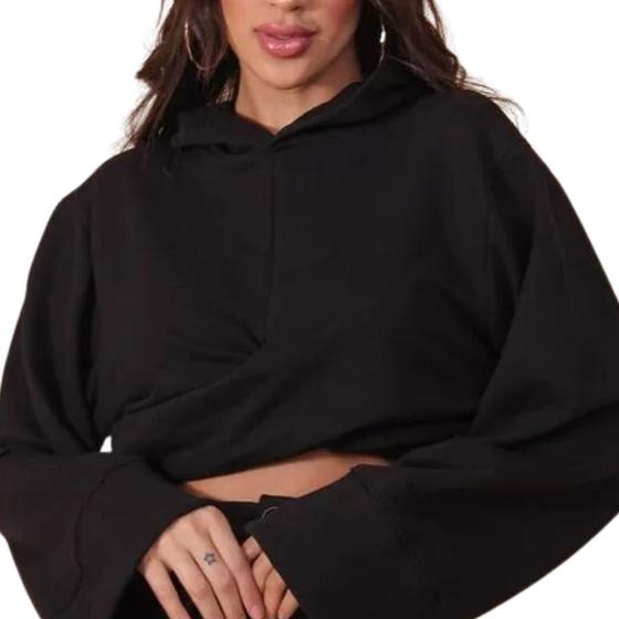 Imagem de Blusão Colcci Moletom Feminino Com Capuz Preto