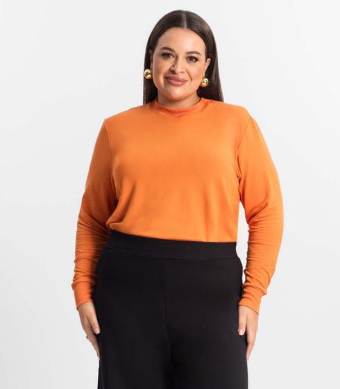 Imagem de Blusão Feminino Plus Size Manga Longa Secret Glam Laranja