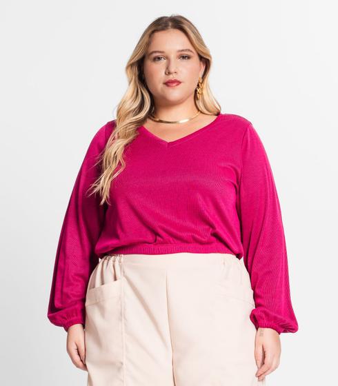 Imagem de Blusão Feminino Plus Size Ribana Duo Secret Glam Rosa