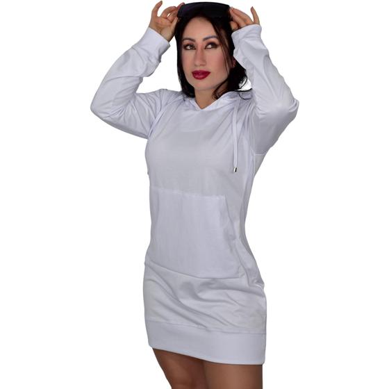 Imagem de Blusão Feminino Vestido de Moleton Liso Sem Estampa Moda Atual