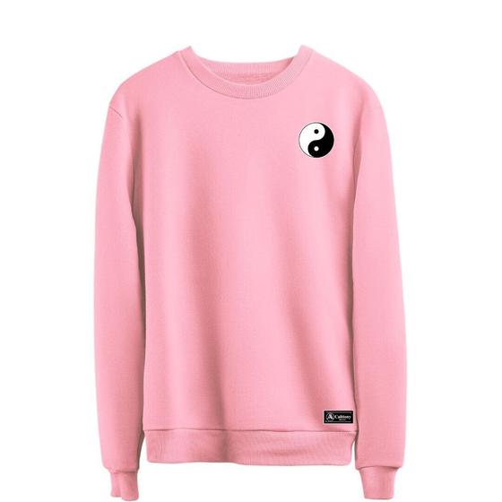 Imagem de Blusão Moletom Yin Yang Masculino e Feminino Personalizado sem Capuz gola Redonda