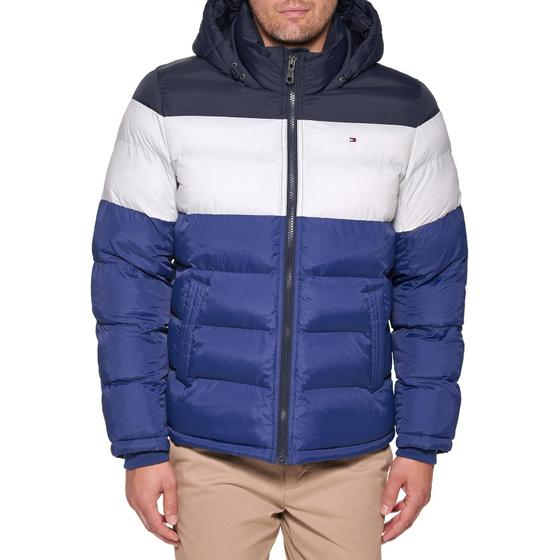 Imagem de Blusão Tommy Hilfiger Classic com capuz Puffer Bluebell Masculino