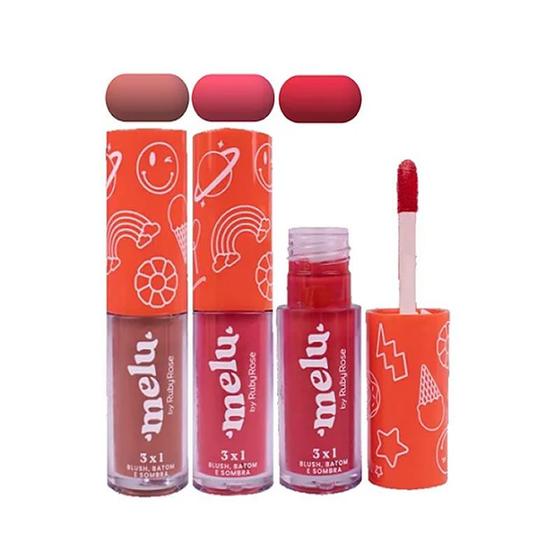 Imagem de Blush, Batom E Sombra 3x1 Melu 4,1ML - Ruby Rose