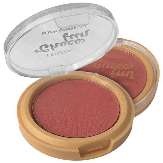 Imagem de Blush Compacto Choco Fun Fenzza Ruby Super Fino Ultra Pigmentado Maquiagem Facial Corado Rosado