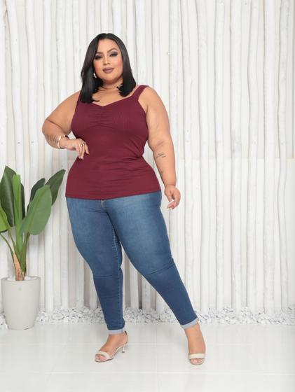 Imagem de Blusinha Alcinha canelado plus size